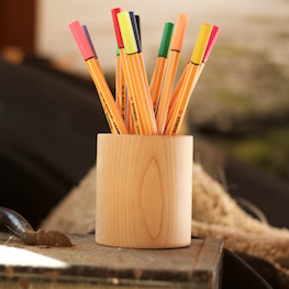 Handcarved Wooden Pencil Cup