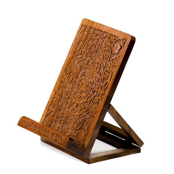 handcarved rosewood tablet stand